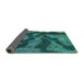 Sideview of Abstract Turquoise Modern Rug, abs1284turq