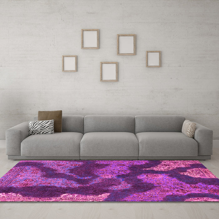 Machine Washable Abstract Pink Modern Rug in a Living Room, wshabs1284pnk