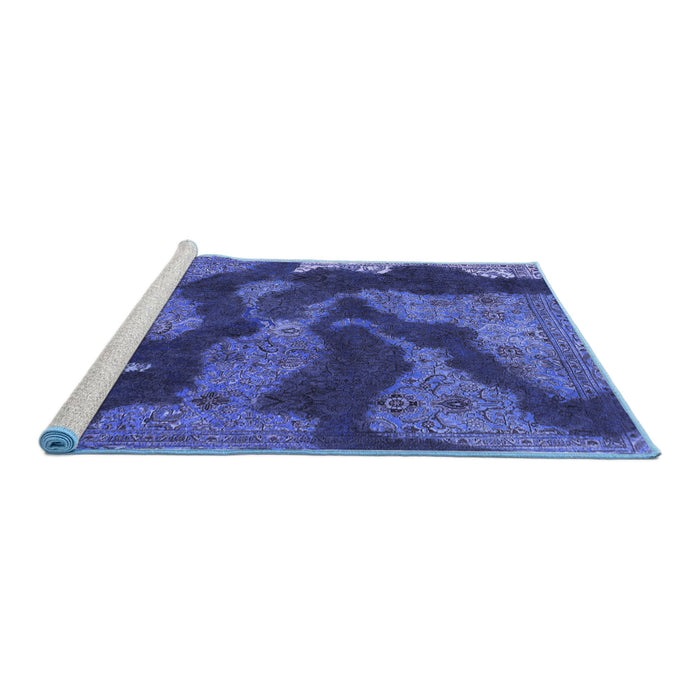 Sideview of Machine Washable Abstract Blue Modern Rug, wshabs1284blu