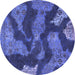 Round Machine Washable Abstract Blue Modern Rug, wshabs1284blu