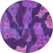 Round Machine Washable Abstract Purple Modern Area Rugs, wshabs1284pur