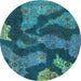 Round Abstract Light Blue Modern Rug, abs1284lblu