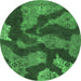 Round Abstract Emerald Green Modern Rug, abs1284emgrn