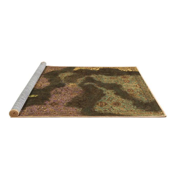 Sideview of Machine Washable Abstract Brown Modern Rug, wshabs1284brn