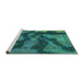 Sideview of Machine Washable Abstract Turquoise Modern Area Rugs, wshabs1284turq