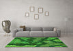 Machine Washable Abstract Green Modern Area Rugs in a Living Room,, wshabs1284grn