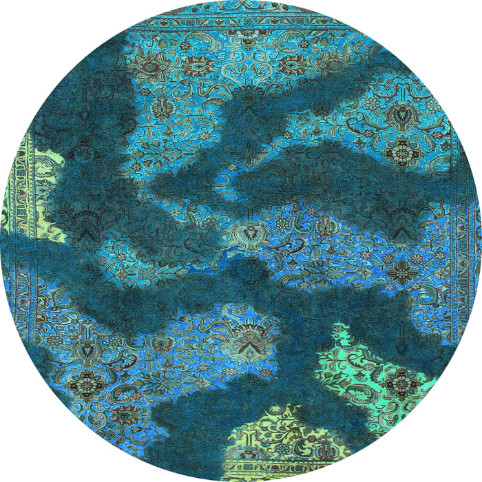 Round Machine Washable Abstract Light Blue Modern Rug, wshabs1284lblu