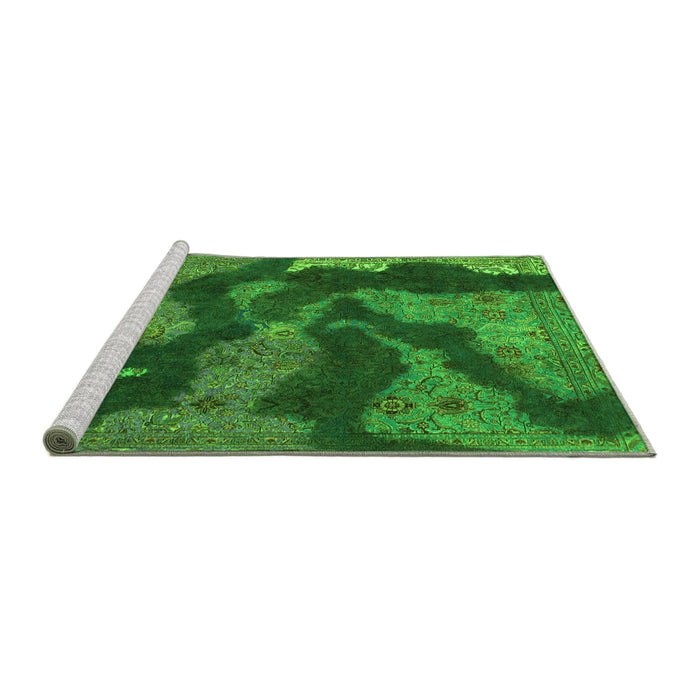 Sideview of Machine Washable Abstract Green Modern Area Rugs, wshabs1284grn