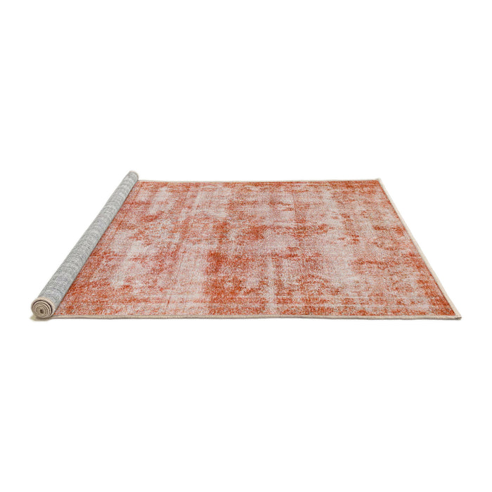 Sideview of Machine Washable Abstract Pastel Orange Rug, wshabs1285