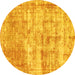 Round Abstract Yellow Modern Rug, abs1285yw