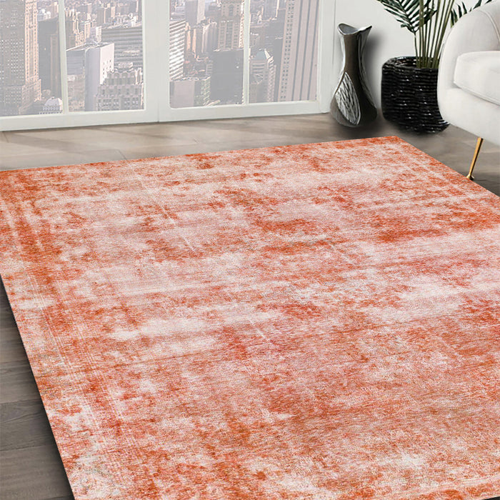 Machine Washable Abstract Pastel Orange Rug in a Family Room, wshabs1285
