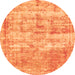 Round Machine Washable Abstract Orange Modern Area Rugs, wshabs1285org