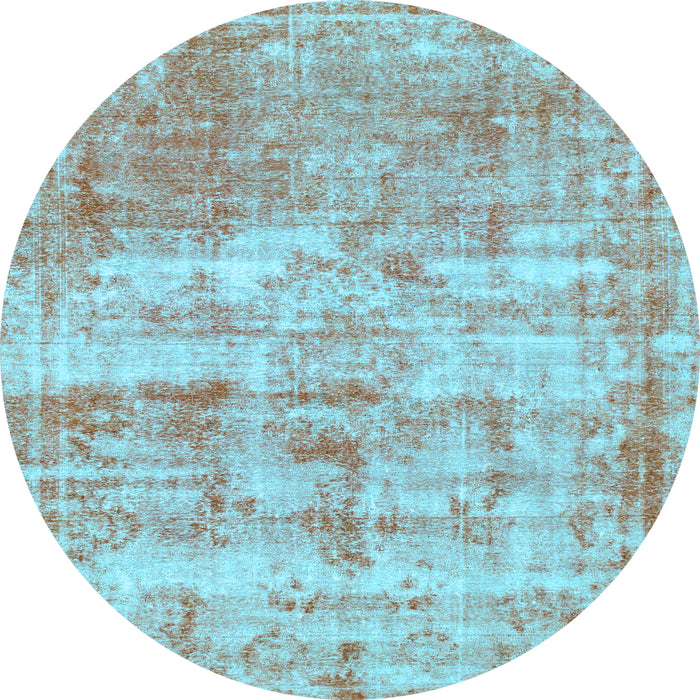 Round Abstract Light Blue Modern Rug, abs1285lblu