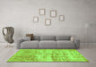 Machine Washable Abstract Green Modern Area Rugs in a Living Room,, wshabs1285grn