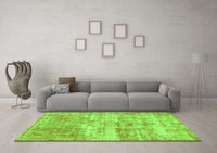 Machine Washable Abstract Green Modern Rug, wshabs1285grn