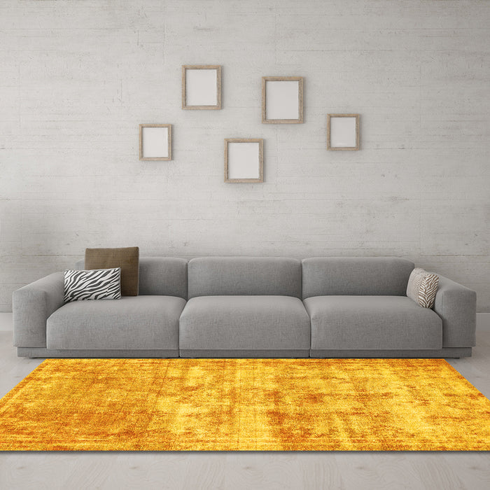 Machine Washable Abstract Yellow Modern Rug in a Living Room, wshabs1285yw