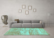 Machine Washable Abstract Turquoise Modern Area Rugs in a Living Room,, wshabs1285turq