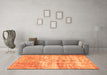 Machine Washable Abstract Orange Modern Area Rugs in a Living Room, wshabs1285org