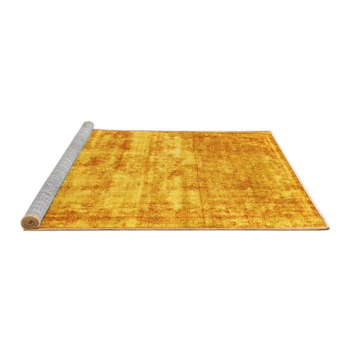 Sideview of Machine Washable Abstract Yellow Modern Rug, wshabs1285yw