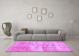 Machine Washable Abstract Purple Modern Area Rugs in a Living Room, wshabs1285pur