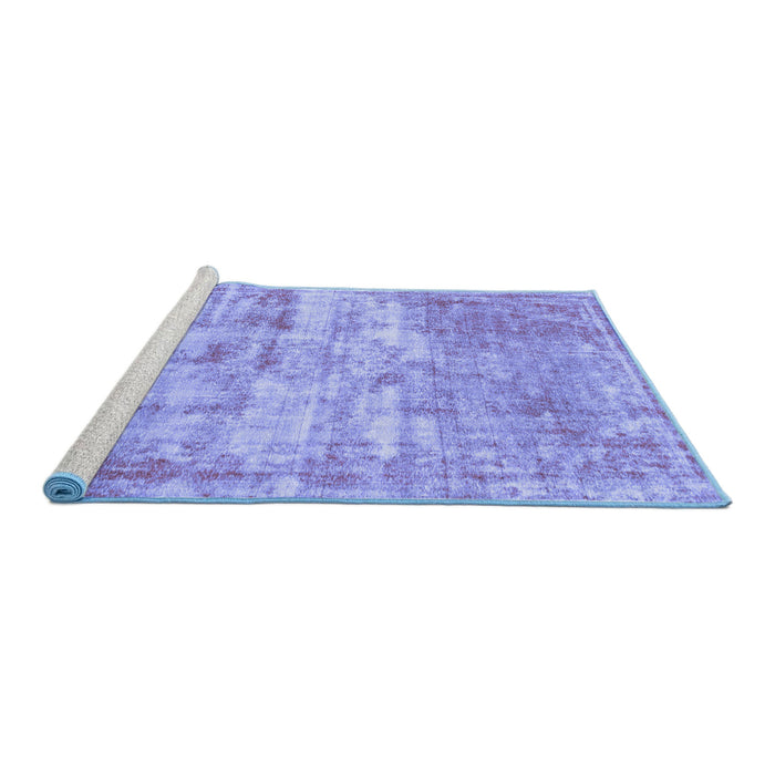 Sideview of Machine Washable Abstract Blue Modern Rug, wshabs1285blu
