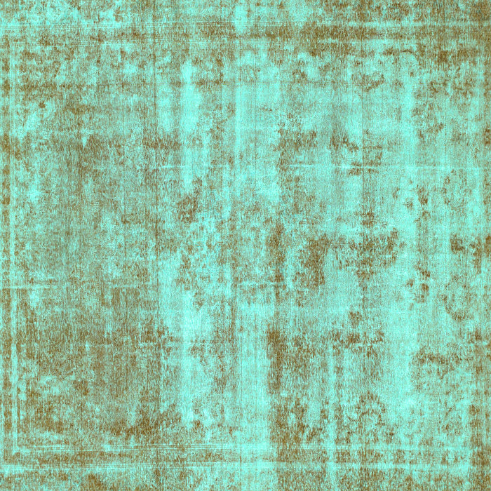 Square Machine Washable Abstract Turquoise Modern Area Rugs, wshabs1285turq