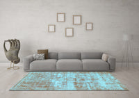 Machine Washable Abstract Light Blue Modern Rug, wshabs1285lblu