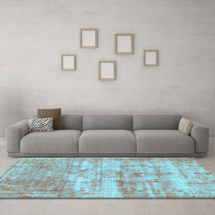 Machine Washable Abstract Light Blue Modern Rug in a Living Room, wshabs1285lblu