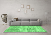 Machine Washable Abstract Emerald Green Modern Rug, wshabs1285emgrn