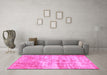 Machine Washable Abstract Pink Modern Rug in a Living Room, wshabs1285pnk