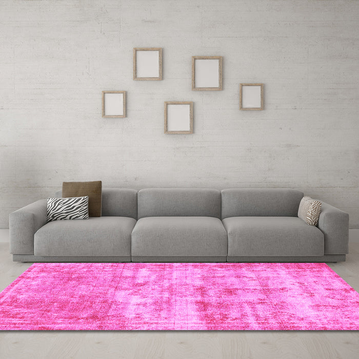 Machine Washable Abstract Pink Modern Rug in a Living Room, wshabs1285pnk