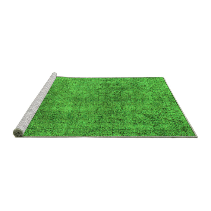 Sideview of Machine Washable Abstract Green Modern Area Rugs, wshabs1286grn