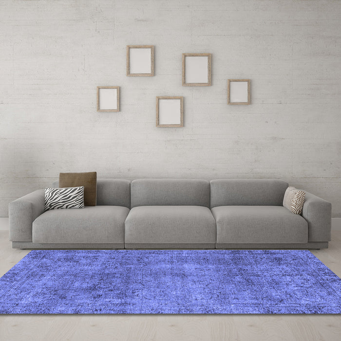 Machine Washable Abstract Blue Modern Rug in a Living Room, wshabs1286blu