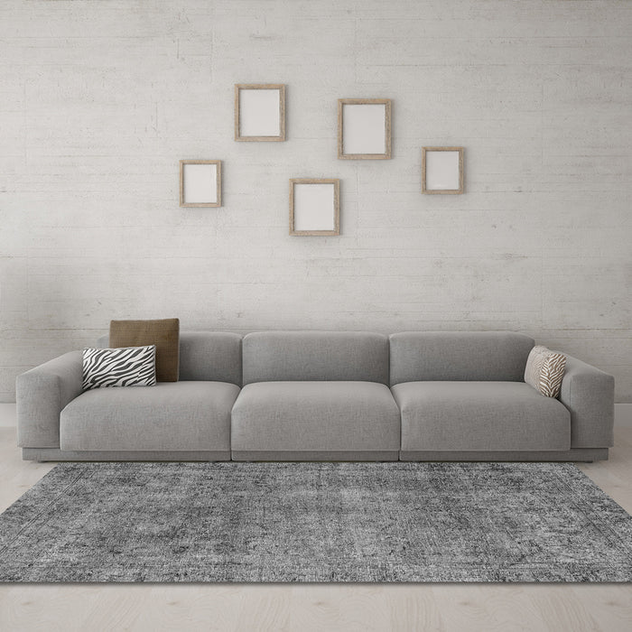 Machine Washable Abstract Gray Modern Rug in a Living Room,, wshabs1286gry