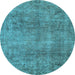 Round Abstract Light Blue Modern Rug, abs1286lblu