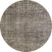 Round Abstract Pink Modern Rug, abs1286