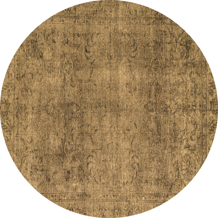 Round Abstract Brown Modern Rug, abs1286brn