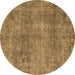 Round Abstract Brown Modern Rug, abs1286brn