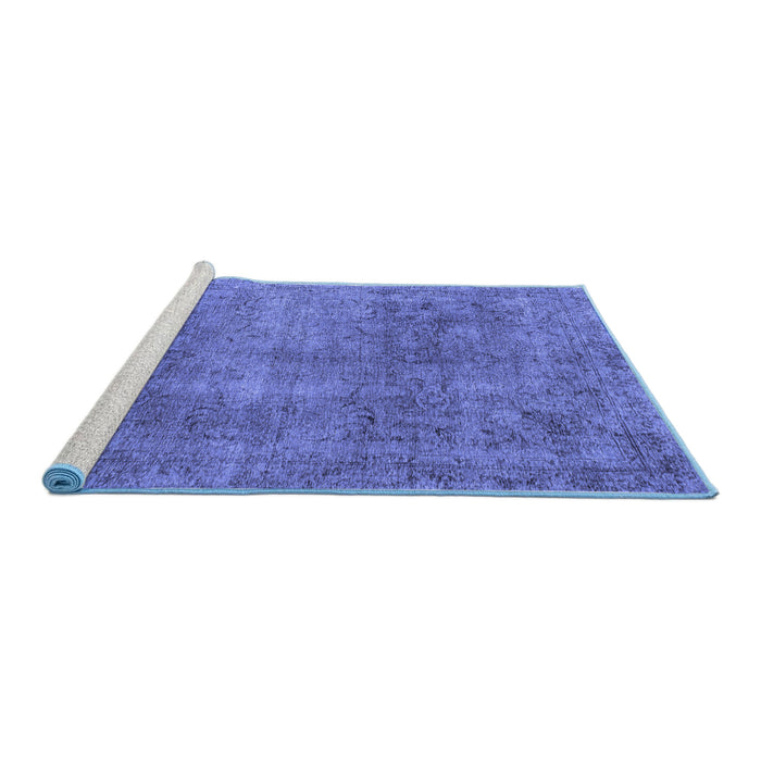 Sideview of Machine Washable Abstract Blue Modern Rug, wshabs1286blu