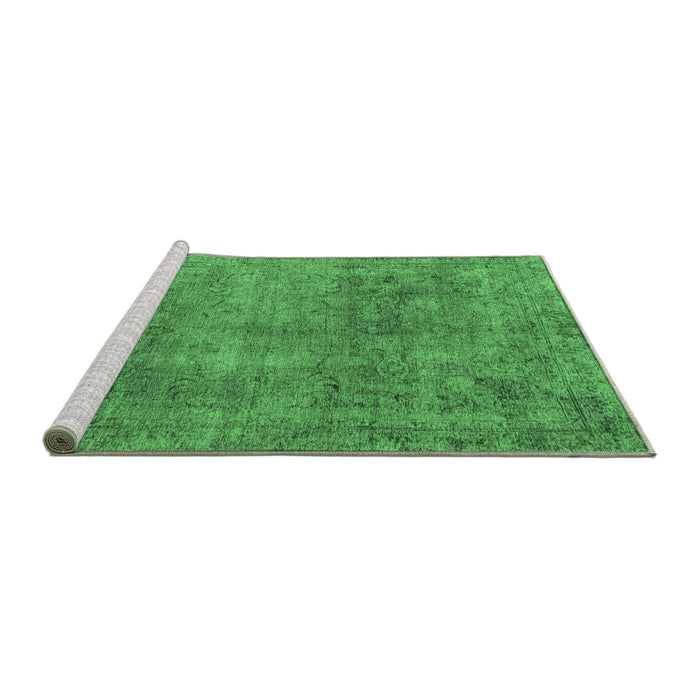 Sideview of Machine Washable Abstract Emerald Green Modern Area Rugs, wshabs1286emgrn