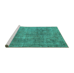Sideview of Machine Washable Abstract Turquoise Modern Area Rugs, wshabs1286turq