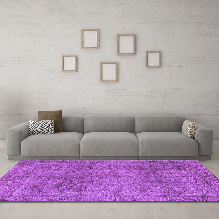 Machine Washable Abstract Purple Modern Area Rugs in a Living Room, wshabs1286pur