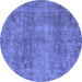 Round Abstract Blue Modern Rug, abs1286blu