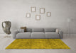 Machine Washable Abstract Yellow Modern Rug in a Living Room, wshabs1286yw