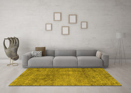 Machine Washable Abstract Yellow Modern Rug in a Living Room, wshabs1286yw