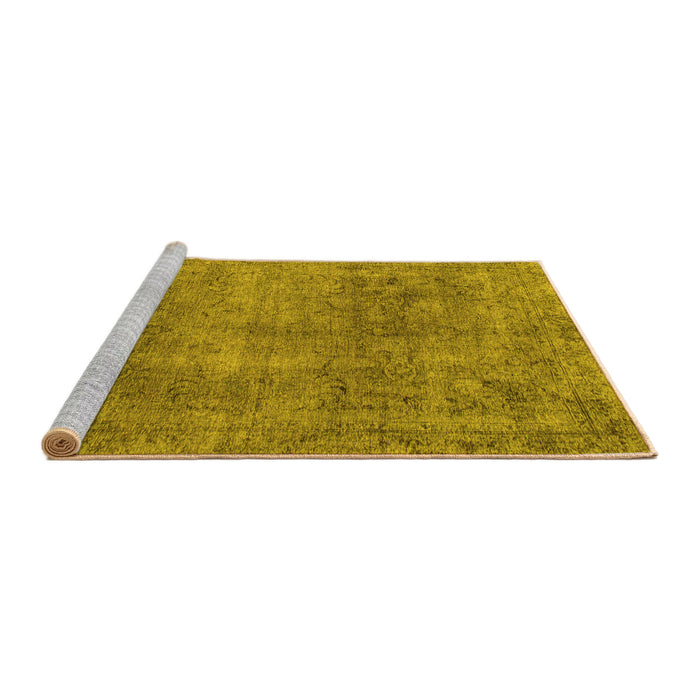 Sideview of Machine Washable Abstract Yellow Modern Rug, wshabs1286yw