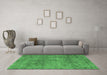 Machine Washable Abstract Emerald Green Modern Area Rugs in a Living Room,, wshabs1286emgrn