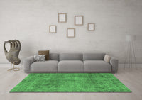 Machine Washable Abstract Emerald Green Modern Rug, wshabs1286emgrn