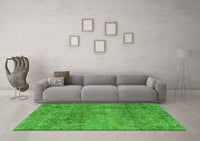 Machine Washable Abstract Green Modern Rug, wshabs1286grn