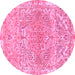 Round Abstract Pink Modern Rug, abs1287pnk